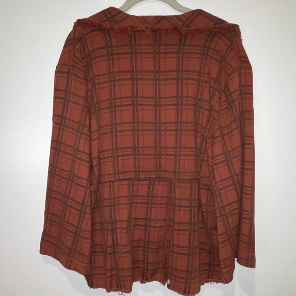 XCVI jacket/sweater in rust plaid. - Picture 6 of 11